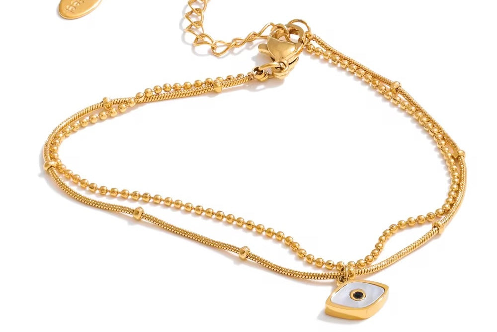 Double Dainty Evil Eye Bracelet